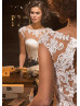 Ivory Lace Satin Hole Back Wedding Dress